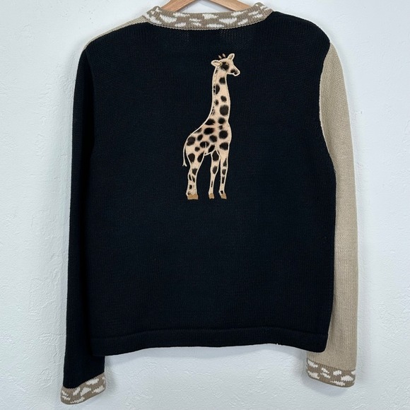 Women Whimsy Twee Novelty Knit Cardigan Sz S Kitsch Teacher Safari Zoo Button - Picture 5 of 9